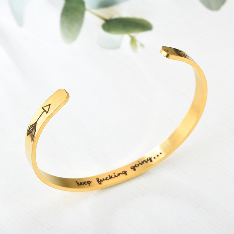 Valentine gift keep F*ck¡ng going Gold Color Bracelet Women Jewelry